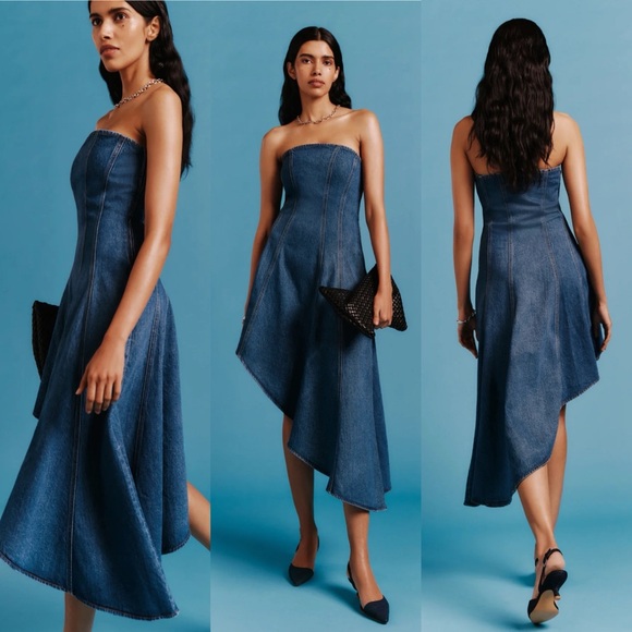 Reformation Dresses & Skirts - NWT Reformation Malina Denim Strapless Dress in Laguna Size 6 $218